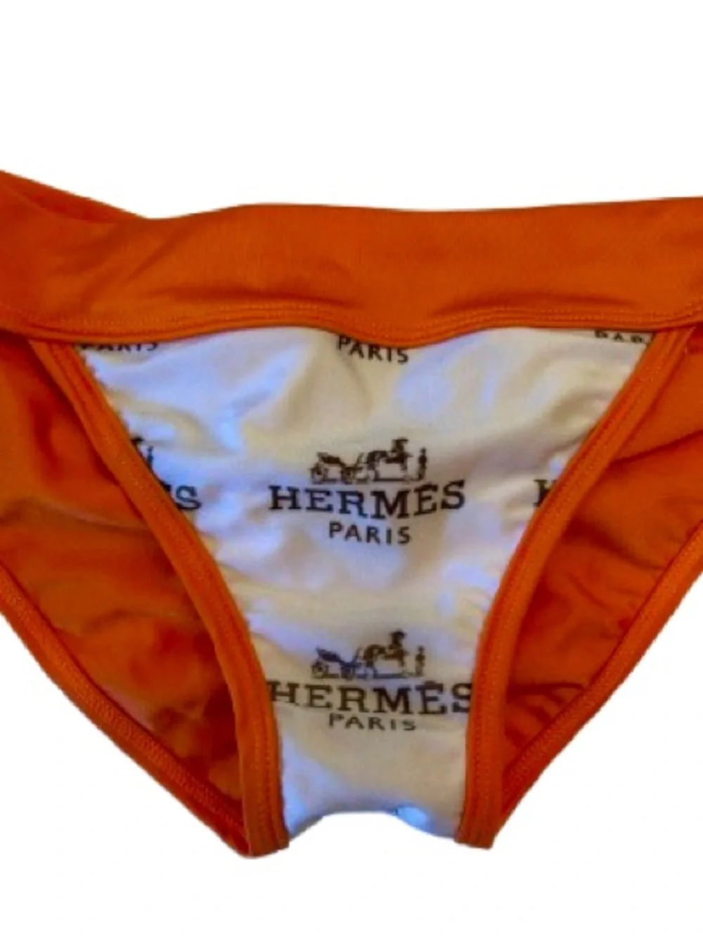 Custom Hermès Inspired Orange & White Bikini Set | Boutique | Size XL runs small